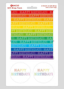 Rainbow Happy Birthday Gift Wrap Pack