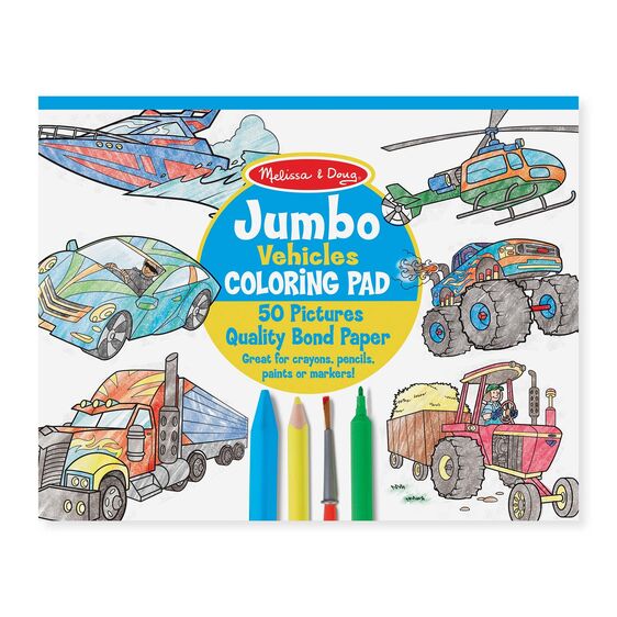 Jumbo Colouring Pad Blue Vehicles