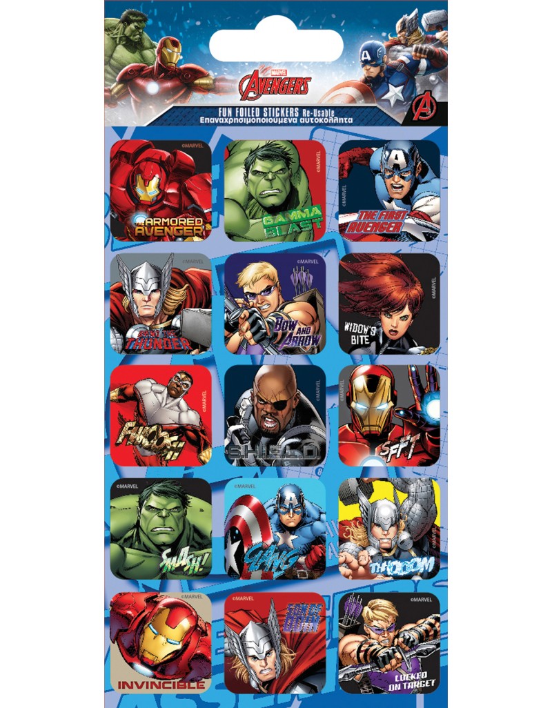 Foil Avengers Caption Stickers